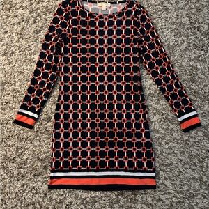 Michael Kors Geometric Patterned Dress - Navy White and Orange